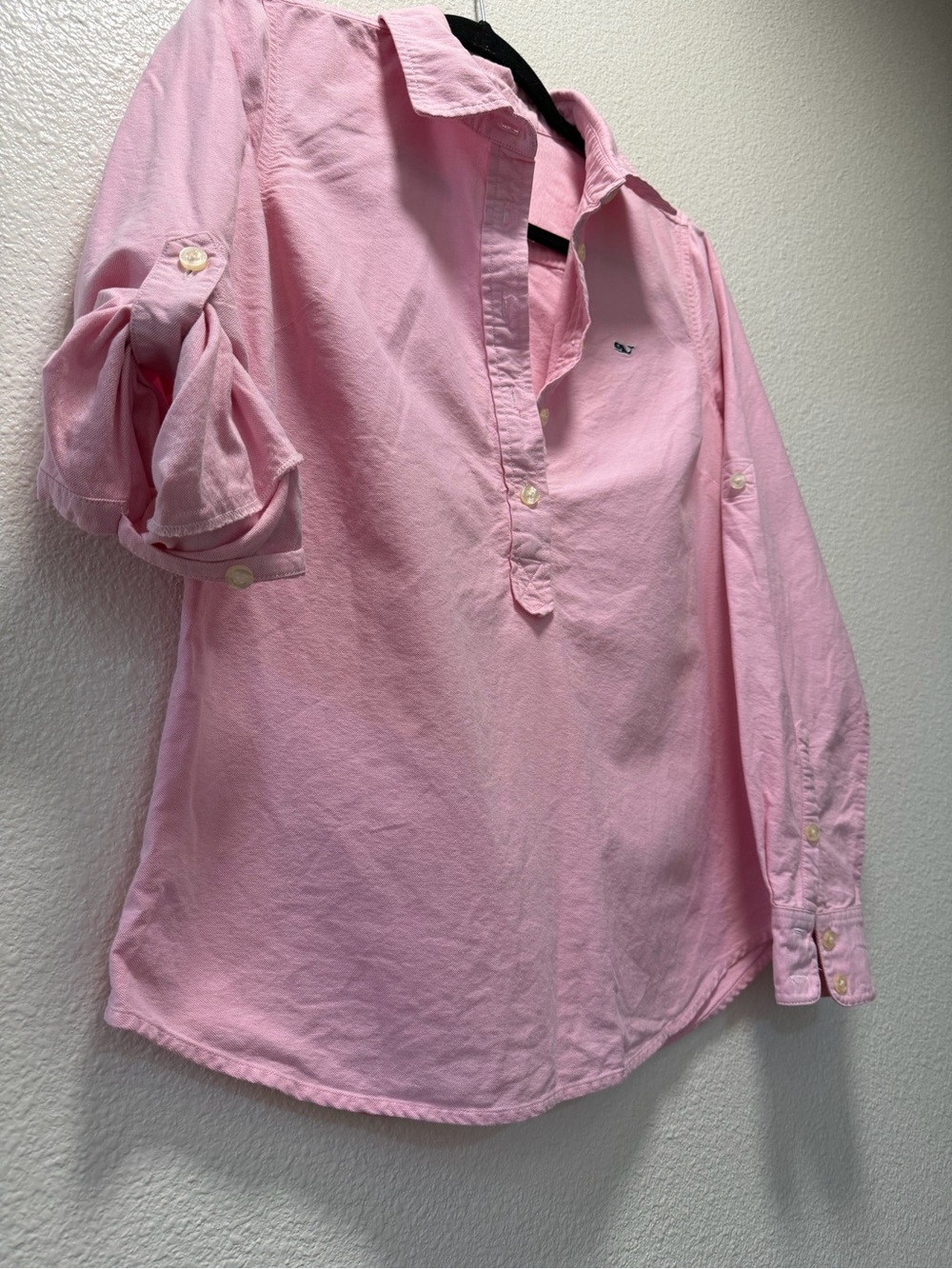 Vineyard Vines Pink Preppy Cotton Women’s 3/4 Button Front Oxford Shirt